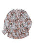 Khaki Plus Size Printed Long Sleeve Drawstring V Neck Blouse